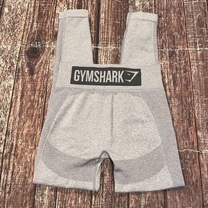 Gymshark Women Light Gray Flex High Waist Compression Leggings Spellout Sz Small